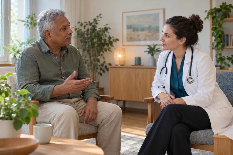 Un patient décrit ses sensations à un médecin