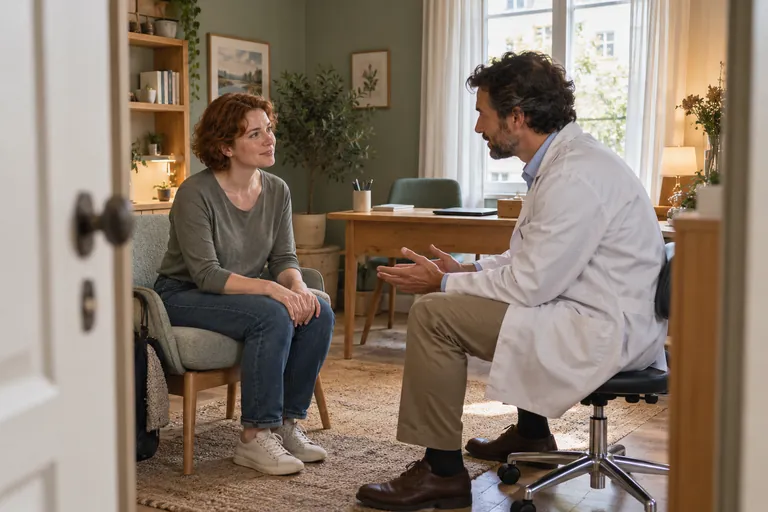 Une femme échange avec un médecin