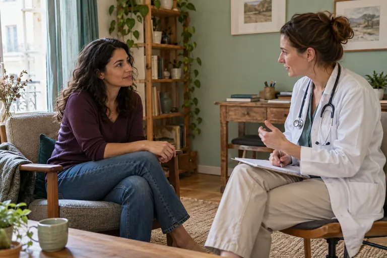 Une femme échange avec une médecin