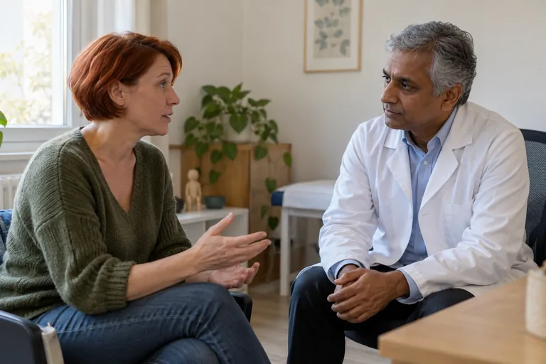 Une femme décrit ses sensations à un médecin