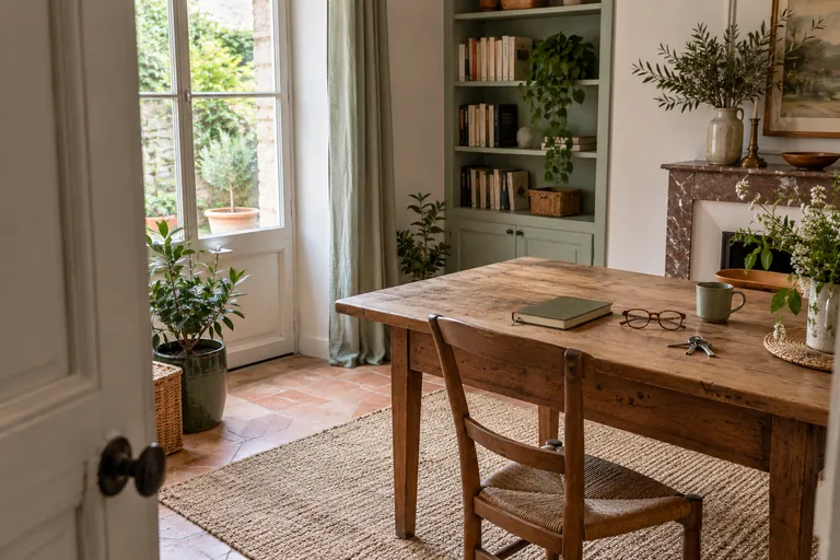 Un carnet fermé, des lunettes et des clés reposent sur une table